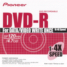 Pioneers DVD-R 4x skive